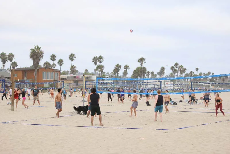 The volleyball poles on the sand at Ocean Beach